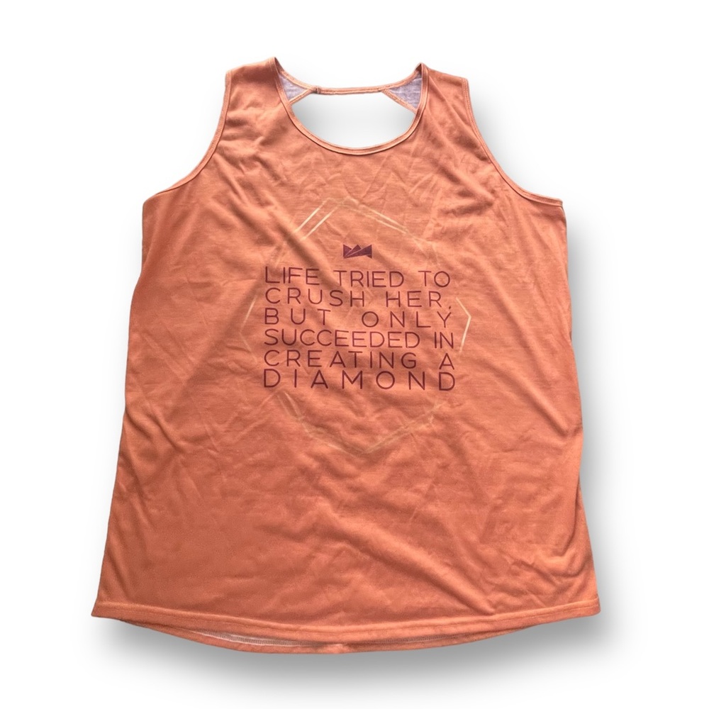 Lady Boss Motivational Graphic Print Coral Open Back Tank Women's Size 2X Sporty